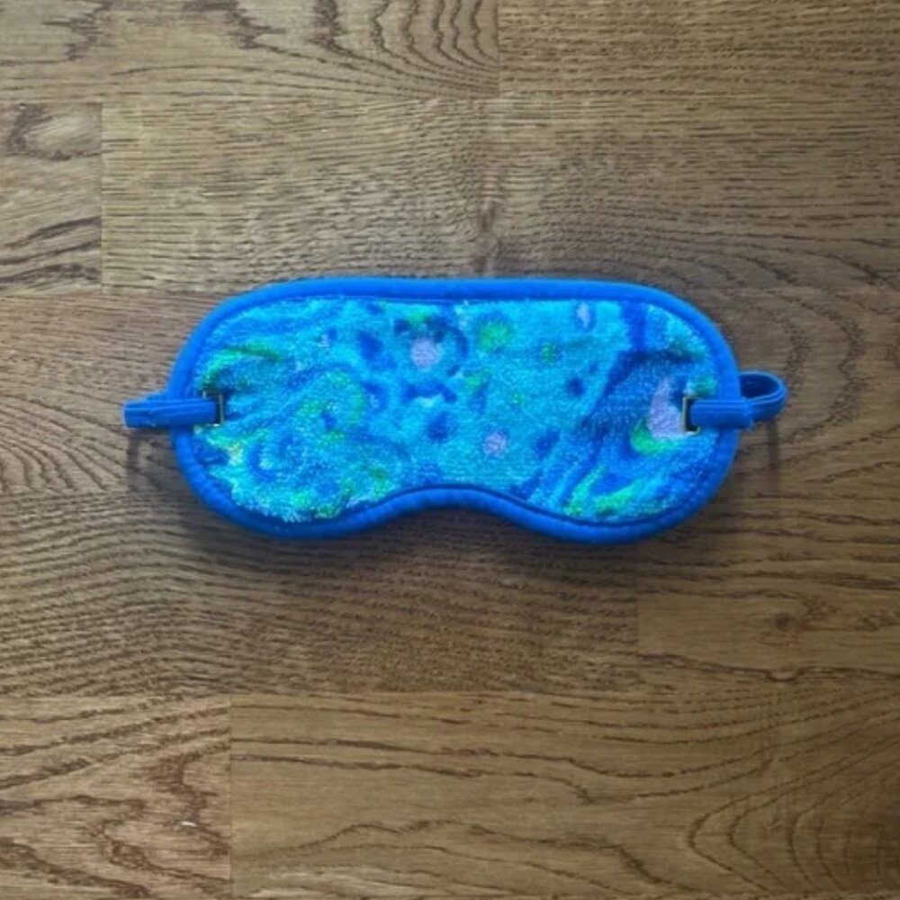 Lilly Pulitzer Sleep Mask Blue Green Terry Velour Lilly's Lagoon Print Ice Pack
